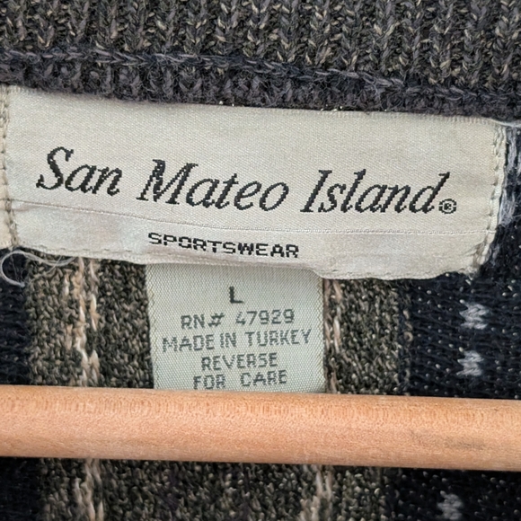 ✨SOLD✨Vintage Coogi Style Textured Earthy Neutral Crewneck Sweater In Navy - Picture 11 of 11